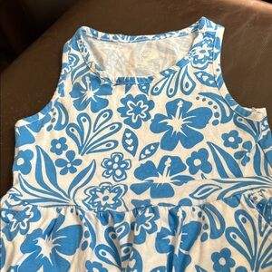 Wonder Nation Blue and White Floral Kids Dress S(6-6X)